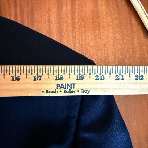 Armani Collezioni 44R  Black Pinstripe‎ Designer Suit Jacket Pants 90's Vintage - Picture 8 of 15